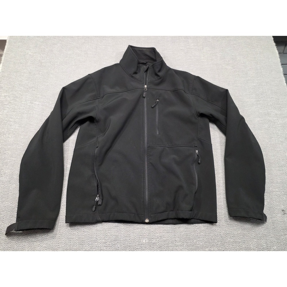 Kirkland Signature‎ Mens Black Softshell Zip Up Jacket Mock Neck Medium